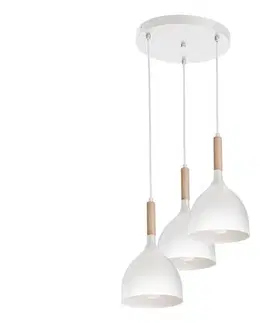 Svietidlá  Luster na lanku NOAK WOOD 3xE27/15W/230V biela/buk 1195