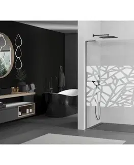 Sprchové dvere MEXEN/S - Kyoto L Sprchová zástena WALK-IN 90 x 200, biely vzor, grafit metal 800-090-103-95-85