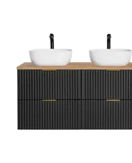 Skrinky s umývadlom ArtCom Kúpeľňová skrinka s umývadlom a doskou ADEL Black DU120/2 | 120 cm