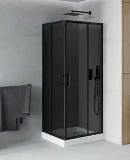 Vane MEXEN/S - Rio sprchovací kút štvorec 80 x 80, grafit, čierny + vanička Rio vrátane výpuste 860-080-080-70-40-4510
