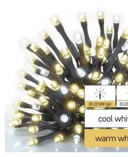 Vianočné ozdoby a dekorácie EMOS Reťaz connect 100LED 10m IP44 warm/cool white