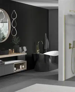 Sprchové dvere MEXEN/S - Kioto Sprchová zástena WALK-IN 125 x 120, transparent, zlatá 800-125-202-50-00-120