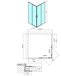 Sprchové dvere POLYSAN - EASY BLACK štvorcová sprchová zástena 900x900, číre sklo EL5115B