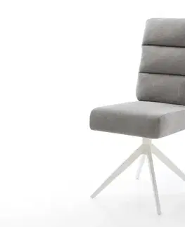 Jedálenské stoličky DELIFE Jedálenská stolička Pela-Flex tkanina mäkký sivá krížová podstava široká biela 360° otočný hojdacia funkcia vrecková pružina