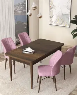 Jedálenské sety Dining Table & Chairs Set (5 Pieces) Arp - Baroque, Pink