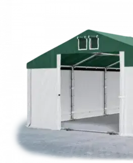 Záhrada Skladový stan 5x10x2,5m strecha PVC 560g/m2 boky PVC 500g/m2 konštrukcie ZIMA PLUS Zelená Bílá Bílá