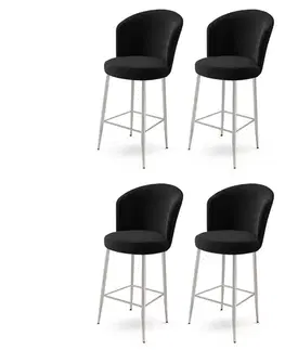 Barové stoličky Bar Stool Set (4 Pieces) Fora - Black, Chrome