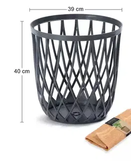 Úložné boxy NABBI IKUB35J plastový univerzálny kôš s jutovou tkaninou 35 l antracit