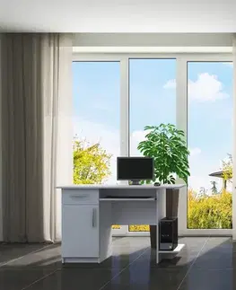 Písacie stoly Pracovný stôl VEBER biely, ľavý