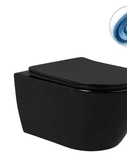 Záchody CERANO - WC závesné Felci, Vortex + Slim/UF sedátko - čierna matná - 55,5x36 CER-680366