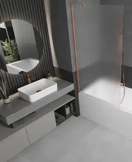 Sprchové dvere MEXEN/S - Next vaňová zástena FIX 90 x 150, dekor, meď kartáčovaná 895-090-000-00-30-65