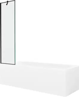 Sprchové dvere MEXEN/S - Vega obdĺžniková vaňa 180 x 80 cm s panelom + vaňová zástena 50, čierna vzor 550118080X9505007070