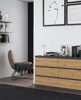 Komody a skrinky Široká komoda so zásuvkami WALMA M6 140, antracit/ dub artisan