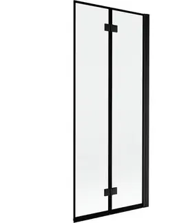 Sprchové dvere MEXEN - MIST vaňová zástena 80x150 cm 6mm 2-s, čierna, okraj, pravá 8A9-080-002-70-70-P