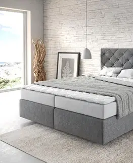 Postele Boxspring DELIFE Boxspring posteľ Dream-Great 160×200 cm mikrovlákno antracitová s matracom a topperom