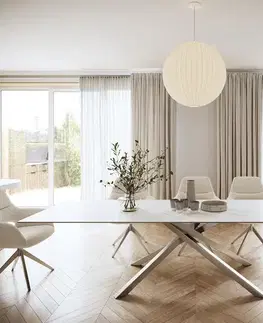 Jedálenské stoly DELIFE Jedálenský stôl Edge 300x100 cm keramika Laminam® Statuarietto biela krížová podstava obdĺžnik nerezová oceľ
