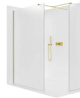 Sprchovacie kúty CERANO - Sprchová zástěna Walk-in Onyx T L/P - 8 mm - hranatá vzpěra - zlatá, mléčné sklo - 90x60x200  CER-8050BD3690
