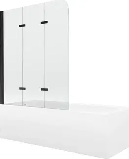 Sprchové dvere MEXEN/S - Vega obdĺžniková vaňa 180 x 80 cm s panelom + vaňová zástena 120, transparent, čierna 550118080X9012037000