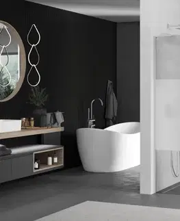 Sprchové dvere MEXEN/S - Kioto L Sprchová zástena WALK-IN 90 x 200, transparent/dekor, chróm 800-090-103-01-35