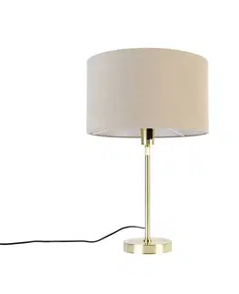 Stolné lampy Stolná lampa zlatá nastaviteľná s tienidlom svetlohnedá 35 cm - Parte