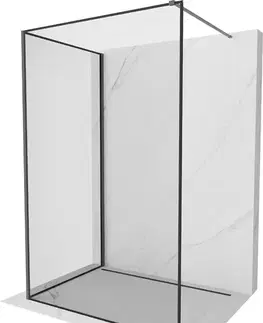 Sprchové dvere MEXEN/S - Kyoto Sprchová zástena WALK-IN 110 x 110, čierny vzor, grafit metal 800-110-212-95-70-110