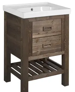 Kúpeľňový nábytok SAPHO - BRAND umývadlová skrinka 56x83x43cm, morený smrek BA068S