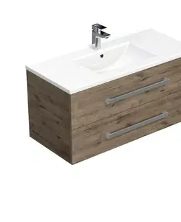 Kúpeľňový nábytok Kúpeľňová skrinka s umývadlom SAT Cube Way 100x53x46 cm dub Wellington mat CUBE461002DWMOD CUBE461002DWMOD