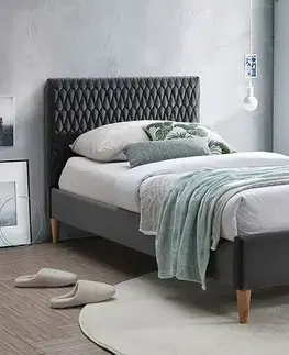 Postele Signal Jednolôžková posteľ AZURRO Velvet | sivá 90 x 200 cm