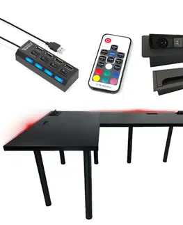 Kancelárske rohové stoly Písací Stôl Roh. Top Čierna 240x160x3,6 Model 3