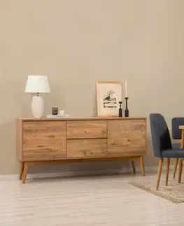 Jedálenské sety Set s rozkladacím stolom, stoličkami a konzolou (6 kusov) Vina Bench 04 1048 - Atlantic Pine, Dark Blue