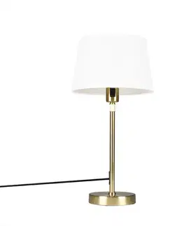 Stolné lampy Stolná lampa zlatá/mosadzná s bielym tienidlom 25 cm nastaviteľná - Parte