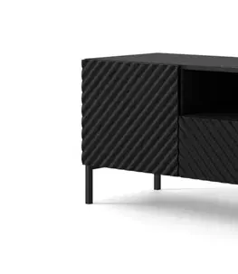 TV stolíky ArtBm Tv stolík SURF 150 | 2D1S Prevedenie: Čierny mat / čierne nohy