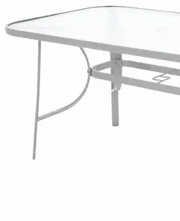 Záhradné stoly Záhradný jedálenský stôl oceľ / sklo