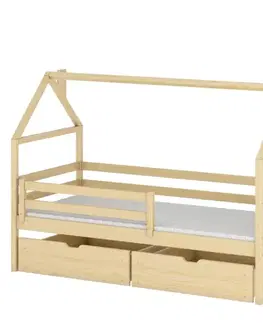 Detské postele Posteľ Domček Aron 90x200 borovica