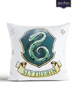 Dekoračné obliečky MKLozkoviny.sk Obliečka na vankúš mikroplyš Harry Potter 40 × 40 cm - Slizolin biele-  -