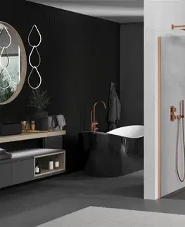 Sprchové dvere MEXEN/S - Kioto Sprchová zástena WALK-IN 90 x 40, transparent, meď kartáčovaná 800-090-212-65-00-040