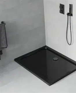 Vane MEXEN/S - Flat Sprchová vanička obdĺžniková slim 120 x 100, čierna + čierny sifón 40701012B