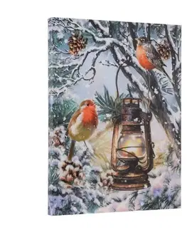 Ostatné vianočné dekorácie Kinekus Obraz vianočný lampáš, LED, 30x40x2,3cm