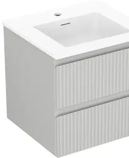 Kúpeľňový nábytok MEXEN/S - Rivel kúpeľňová skrinka 50 cm s umývadlom Otis, 2 zásuvky, reliéf, šedá mat/biela mat 91A20-05047-2-BFF62-W18M01