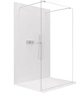 Sprchové dvere CERANO - Sprchová zástena Walk-in Onyx Duo Ľ/P - 8 mm - hranatá vzpera - chróm, transparentné sklo - 140x200 CER-8050BD2037