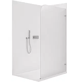 Sprchové dvere CERANO - Sprchová zástena Walk-in Orbis - Pravá - 8 mm - chróm, mliečne sklo - 100x200 CER-999923