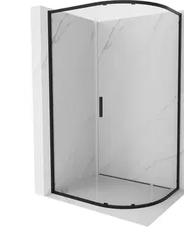 Sprchovacie kúty MEXEN/S - Exo štvrťkruhový asymetrický posuvný sprchovací kút 120 x 90, transparent, čierna 8131-120-090-70-00