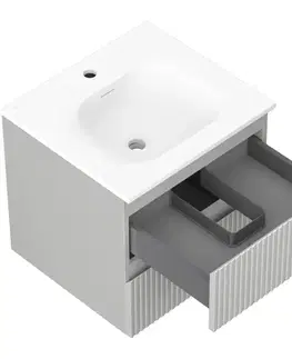 Kúpeľňový nábytok MEXEN/S - Rivel kúpeľňová skrinka 50 cm s umývadlom Vela, 2 zásuvky, reliéf, šedá mat/biela mat 91A20-05047-2-BFF62-W23M01