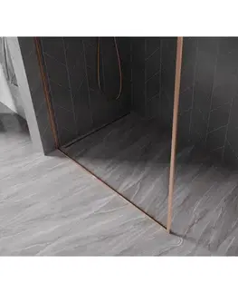 Sprchové dvere MEXEN/S - Kyoto-F L Sprchová zástena WALK-IN s rámom 50 x 202, transparent 8 mm, meď kartáčovaná 800-050-174-65-00