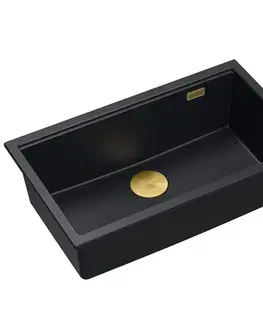 Kuchynské drezy Quadron Quadron - Granitový drez Logan 110 Black Zlaty HQD7644U7_PVDG1_U