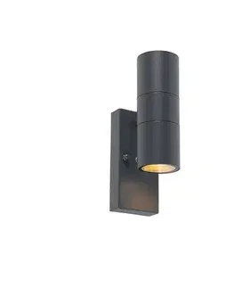 Vonkajsie svetlo so senzorom Vonkajšia nástenná lampa tmavosivá 2-svetlo so senzorom súmraku - Duo