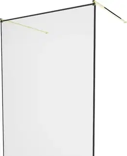 Sprchové dvere MEXEN/S - KIOTO samostatne stojaca sprchová zástena 110 x 200, transparent/čierna vzor 8 mm, zlatá 800-110-002-50-70