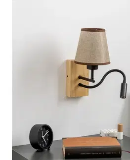 Svietidlá BRILAGI - LED Nástenná lampa NUBILA WOOD 1xE27/25W/230V + LED/3W dub/hnedá BG1564+BG1570