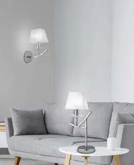 Nástenné svetlá Chrómová nástenná lampa / biele organzové tienidlo 40W E14 Valencia