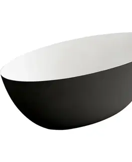 Vane CERANO - Vaňa z liateho mramoru Emilia - voľne stojaca - čierna matná/biela matná - 180x85x55 CER-428548